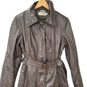 Hilary Radley Faux Snakeskin Trench Coat